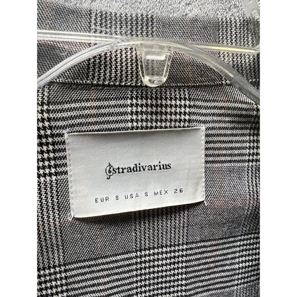 Stradivarius Women's Small Open Front Long Sleeve Blazer Houndstooth Herringbone - Picture 3 of 9